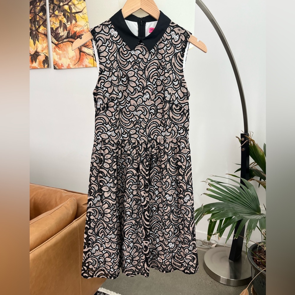 Betsey Johnson Lace Collared Sleeveless Dress